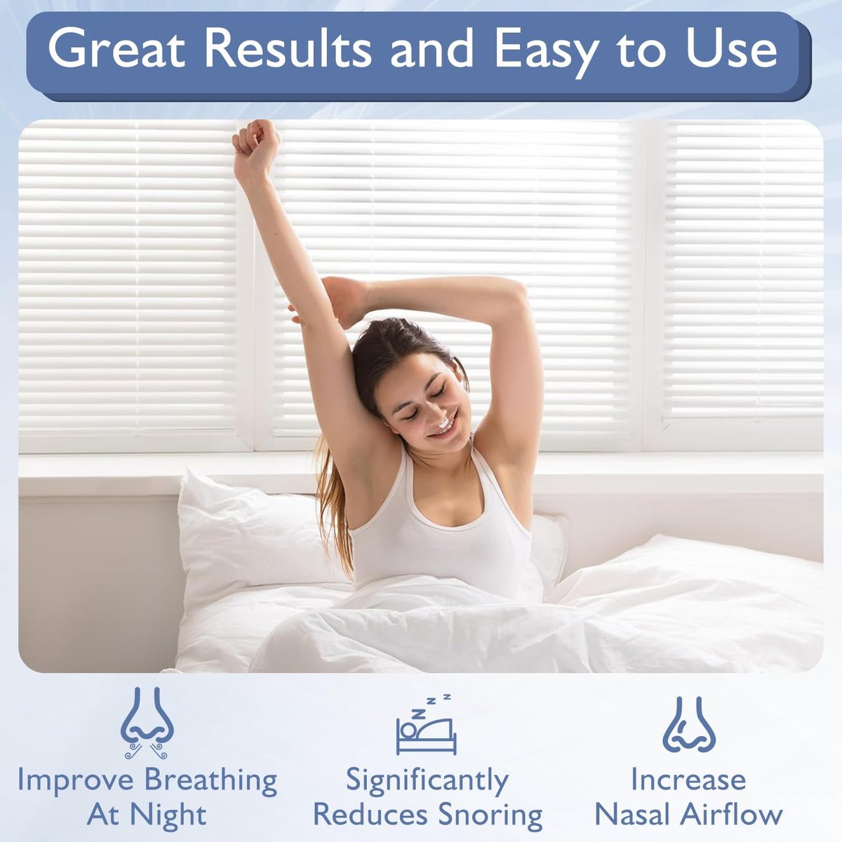 Nasal Dilators for Sleeping, Anti Nose Clip to Ensure Deep Sleep, Snoring Nose Clip Nose Magnet for Breathing Strip, Effective Anti Snoring Devices (White & 8PCS) - görsel 2