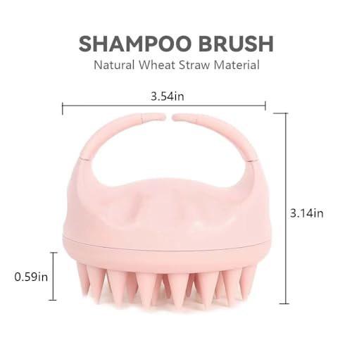 Scalp Massager Shampoo Brush, Scalp Scrubber with Soft Silicone Bristles, Scalp Exfoliator for Dandruff Removal, Scalp Massager for Hair Growth, Wet Dry Hair Brush for Scalp Care, Pink - görsel 3