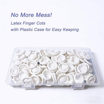 Disposable Latex Finger Cots, Medium Size Waterproof Finger Protectors, Anti-Slip Powder-Free Finger Sleeves for Electronics Repair, Crafting, Beauty Nail Art & Household Use (Approx. 105 PCS)