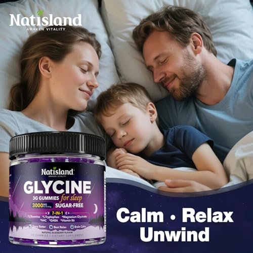 Glycine Gummies for Sleep, Glycine 3g Supplements with NAC, Magnesium Glycinate, L-Theanine, GABA, L Tryptophan, B6 for Relax, Nerve & Brain, Melatonin Free, Sugar Free, Vegan, Blueberry Flavor, 60 Ct - görsel 17