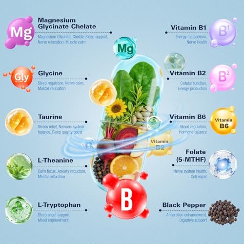 9-in-1 Magnesium Glycinate 1000mg - Support Stress Relief, Sleep, Nerves, Muscles, and Metabolism - Magnesium Vitamin B & Amino Acid Triple Complex | High Absorption Chelated Formula - 120 Capsules - görsel 4