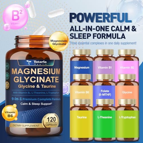 9-in-1 Magnesium Glycinate 1000mg - Support Stress Relief, Sleep, Nerves, Muscles, and Metabolism - Magnesium Vitamin B & Amino Acid Triple Complex | High Absorption Chelated Formula - 120 Capsules - görsel 10