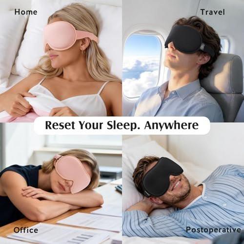 YFONG Sleep Mask for Lash Extensions, Bamboo Viscose & 100% Blackout Eye Mask for Sleeping Women Men, Soft 3D Contoured Zero Eye Pressure Blindfold for Travel, Breathable & Adjustable Eye Cover, Pink - görsel 2