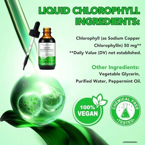 Chlorophyll Liquid Drops, Organic Liquid Chlorophyll Body Deodorizing, Supports for Odor Balance, Natural Body Freshness, Body Odor Control, Fresh Breath, 60ml 2Bottle - görsel 6