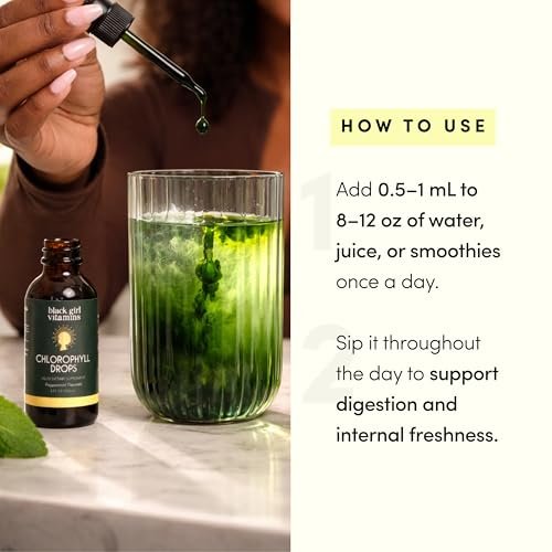 Black Girl Vitamins Liquid Chlorophyll Drops – Ingredients: Purified water, chlorophyllin (from mulberry leaf), – Image 7