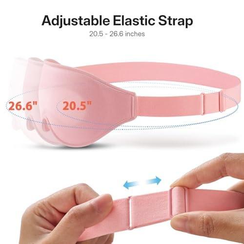 LitBear Long Lash Sleep Mask for Women Men Side Sleeper, 3D Contoured Light Blocking Sleeping Mask, Soft Comfortable Eye Mask Sleep with Adjustable Strap, Pouch for Travel, Pink - görsel 9
