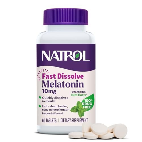 Natrol Melatonin 10mg Fast Dissolve Tablets - Peppermint Flavor, 60 Count, Sleep Support, Fast Dissolve Melatonin for Adults, 60-Day Supply - görsel 2