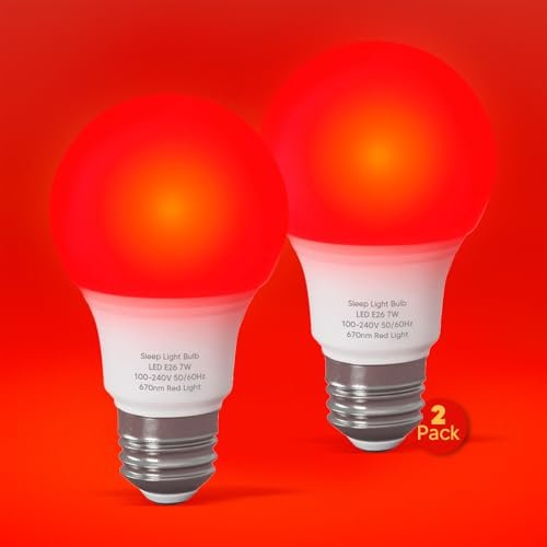 Edoyosa Red Light Bulbs for Sleep 670nm Natural Sleep Aid Lamp Blue Light Blocking 7W E26 Base for Stress Relief Relaxation Travel Meditation and Yoga (2 Pack) - görsel 1