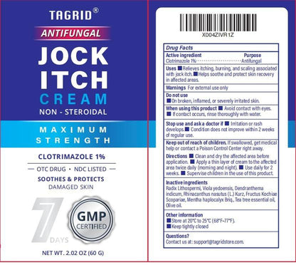 Antifungal Jock Itch Cream: Extra Strength Clotrimazole Antifungal Cream - Non Steroidal - Anti Fungal Itchy Skin Relief for Itching Burning Cracking with Tea Tree Oil - Ideal for Groin Inner – 2 OZ