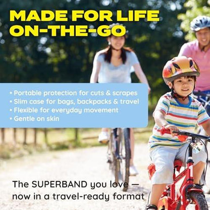 SUPERBAND On-The-Go | Waterproof Hydrocolloid Bandages (2.2 x 1.4 in) | Rapid Healing for Blisters, Scrapes & Bug Bites | Ultra-Flexible Outdoor First Aid | 10 ct.