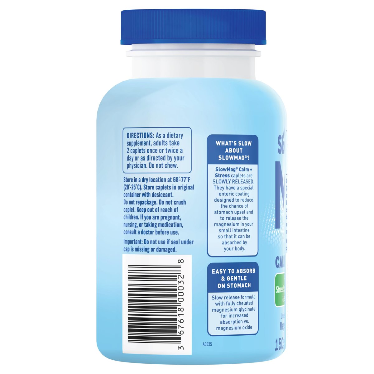 SlowMag Magnesium Glycinate Caplets, 150 Count, Slow-Release, Calm & Stress Support, Healthy Sleep, Gentle on Stomach, Magnesium Glycinate Supplements for Women & Men - görsel 9