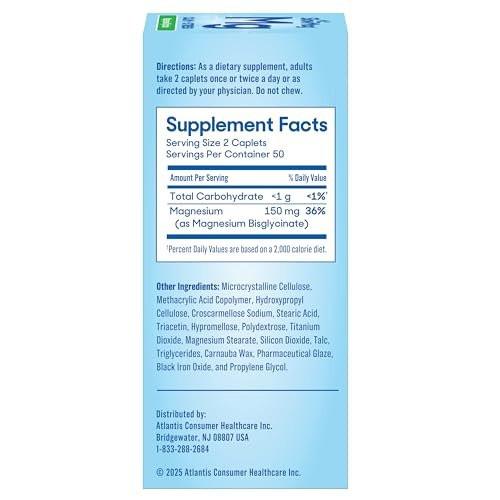SlowMag Magnesium Glycinate Caplets, 100 Count, Slow-Release, Calm & Stress Support, Healthy Sleep, Gentle on Stomach, Magnesium Glycinate Supplements for Women & Men - görsel 12
