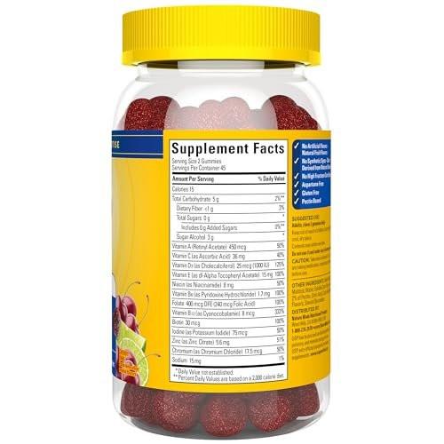 Nature Made Zero Sugar Multivitamin Men's Gummies, Muscle & Immune Support, Aspartame Free, 90 Sugar Free Multivitamin Gummies, 45 Day Supply - görsel 11