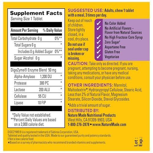 Nature Made Digestive Enzymes 5-in-1 Blend, Digestive Health Support, 90 Chewable Tablets, 30 Day Supply - görsel 13