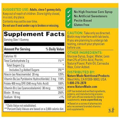 Nature Made Vitamin B Complex Gummies, 5 B Vitamins for Energy and Brain Support, 60 Pectin Based Gummies, 60 Day Supply