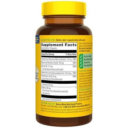 Nature Made Focus Boost Capsules, Green Tea Caffeine + L Theanine, B Vitamins, Fast Acting Focus Supplement, 30 Capsules, 30 Day Supply