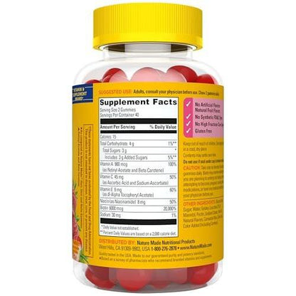 Nature Made Advanced Hair Skin and Nails Gummies, Biotin, Pro Retinol A, Niacinamide, Vitamin C & Vitamin E, 80 Gummies, 40 Day Supply
