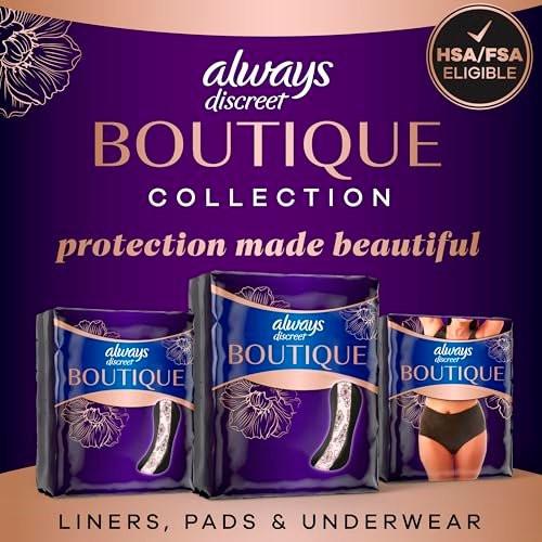 Always Discreet Boutique Adult Incontinence Bladder Leak Pads for Women, Ultimate Absorbency, Long Length, Up to 100% Bladder Leak Protection, 20 Count - görsel 8