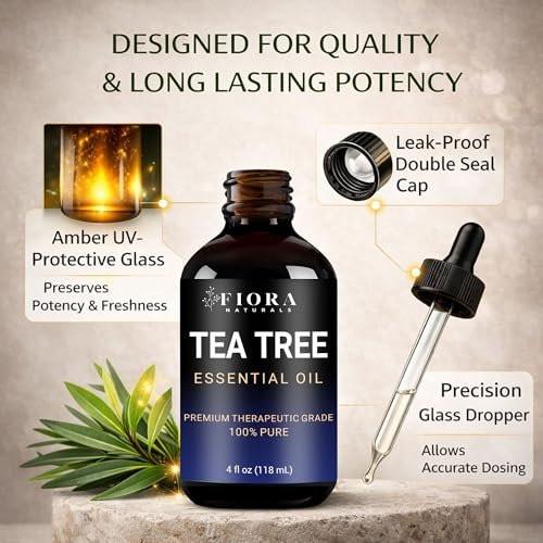 Fiora Naturals Tea Tree Oil 4 Fl Oz – 100% Pure Tea Tree Essential Oil for Skin, Face, Hair & Scalp Care, Nails & Toenails, Aromatherapy & Diffuser Use - Melaleuca Alternifolia - görsel 8