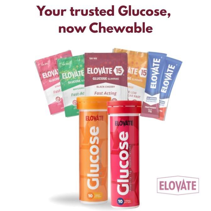 ELOVATE Fast Acting Glucose Tablets, Peach & Raspberry Variety – Raise Low Blood Sugar, 15g Per Serving, Chewable, Gluten Free – 2 Tubes (20 Count, Multiflavor) - görsel 9