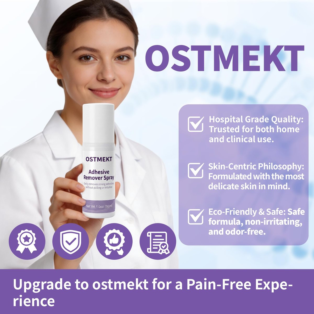 Medical Adhesive Remover Spray – No Sting Alcohol Free Ostomy Adhesive Remover, Gentle Adhesive Remover for Skin, Stoma, Mastectomy, Adhesive Tape (1 Fl Oz, Purple) - görsel 13