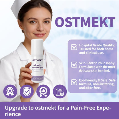 Medical Adhesive Remover Spray – No Sting Alcohol Free Ostomy Adhesive Remover, Gentle Adhesive Remover for Skin, Stoma, Mastectomy, Adhesive Tape (1 Fl Oz, Purple)