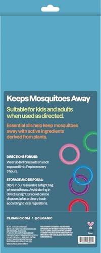 Cliganic 20 Pack Mosquito Repellent Bracelets for Adults & Kids (Rainbow Colors) - Natural DEET-Free Bands, Individually Wrapped
