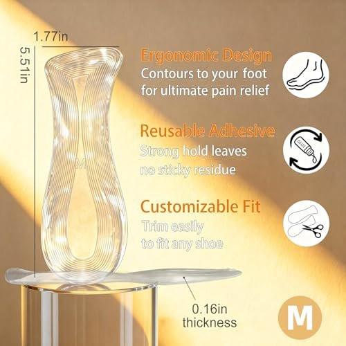 Weight Shifting Gel Insoles for High Heels & Sandals - Women's Transparent Non-Slip Comfort Pads for All-Day Pain Relief in Open Toe Shoes, 3-Size Set (Medium-US 8-9.5 Women Shoes) - görsel 8