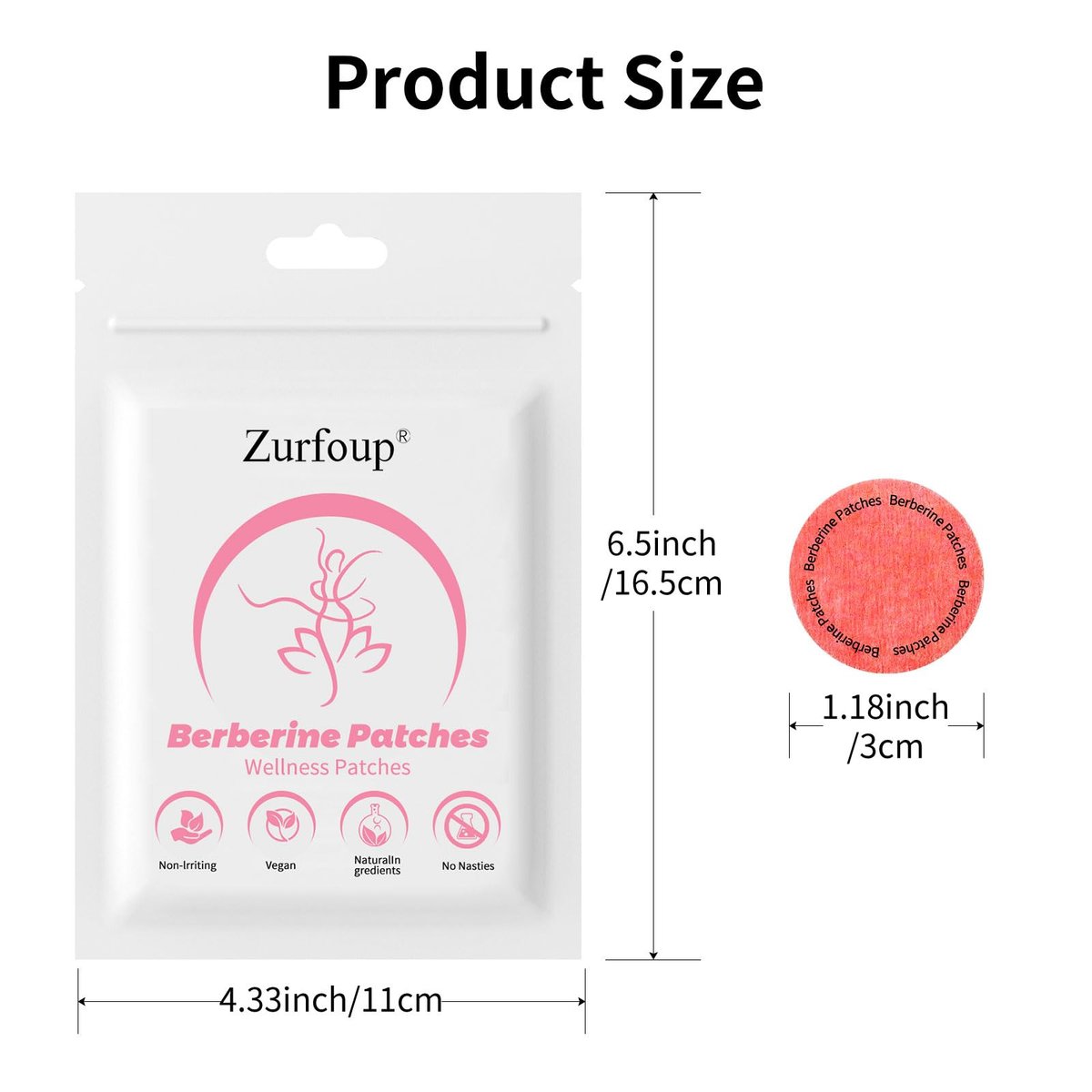 Zurfoup Berberine Patches with L Glutamine, Chromium, Pomegranate and Cinnamon, 8-Hour Long-Lasting Formula Support, Suitable for Men and Women's (60PCS) - görsel 11