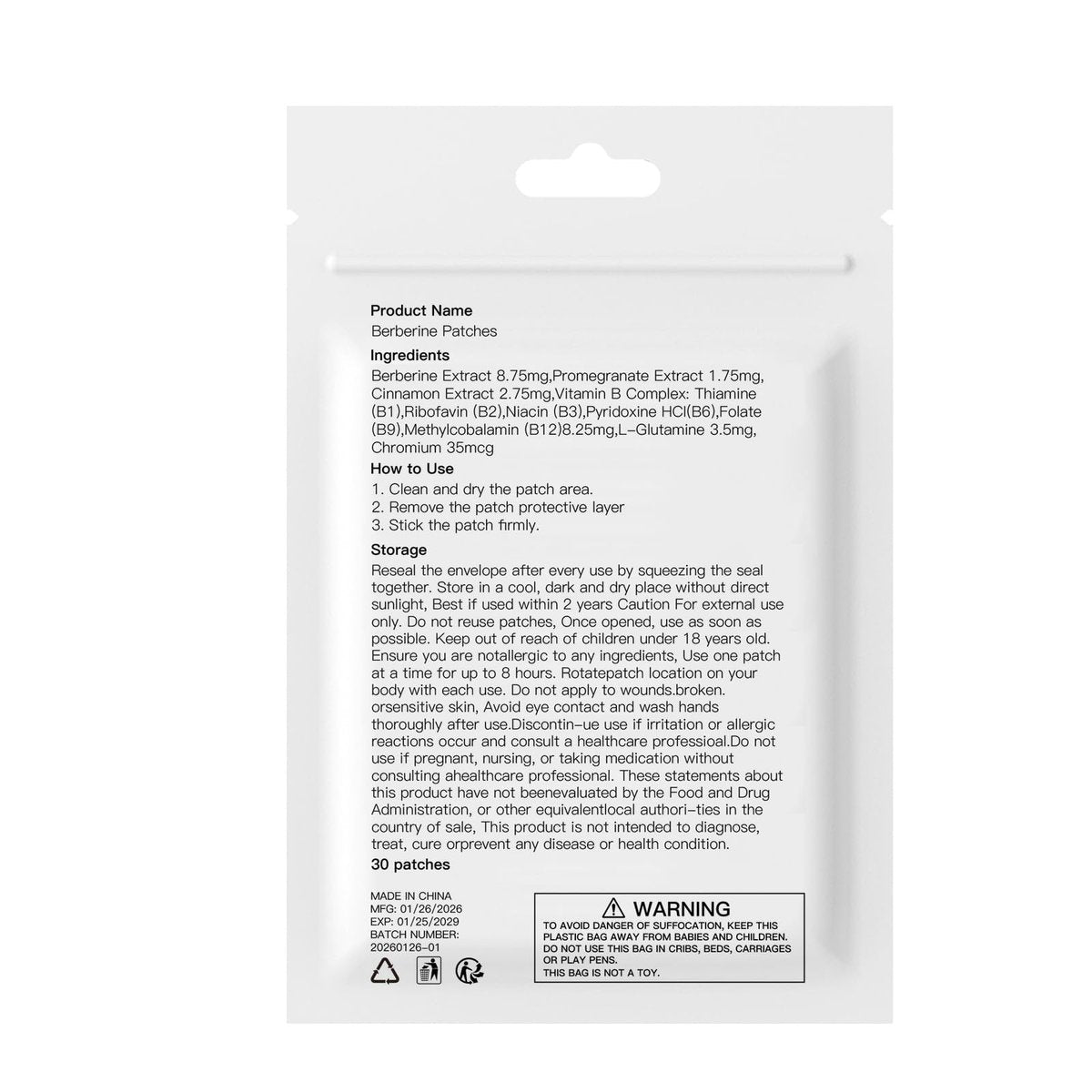 Zurfoup Berberine Patches with L Glutamine, Chromium, Pomegranate and Cinnamon, 8-Hour Long-Lasting Formula Support, Suitable for Men and Women's (60PCS) - görsel 13