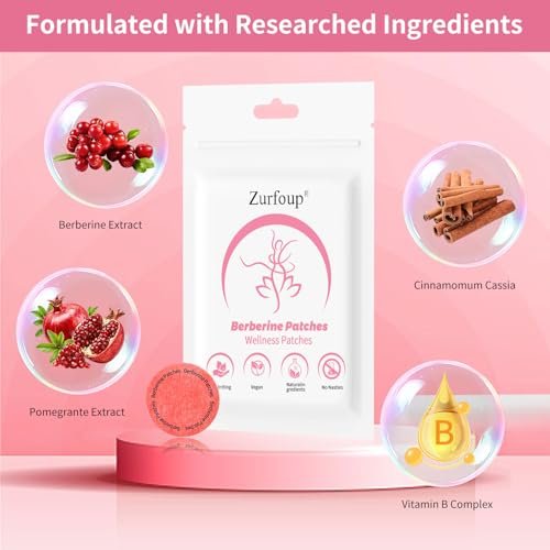 Zurfoup Berberine Patches with L Glutamine, Chromium, Pomegranate and Cinnamon, 8-Hour Long-Lasting Formula Support, Suitable for Men and Women's (60PCS) - görsel 4