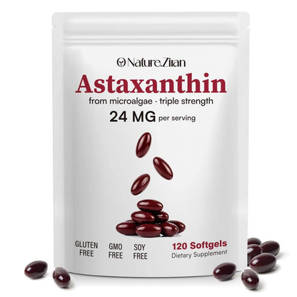 O NATURE . ZIRAN Astaxanthin Supplements 24mg, Antioxidants Supplement, Supports for Eye & Joint & Skin Health | 4 Month Supply | 120 Softgels