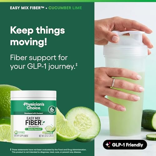 Physician's CHOICE Easy Mix Fiber for GLP-1 Support - No Grit - Daily Prebiotic Soluble Fiber Powder Supplement for Women and Men - Cucumber Lime - 30 Servings - görsel 13