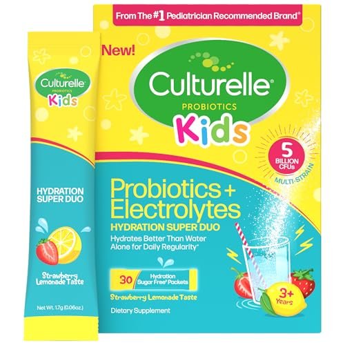 Culturelle® Kids Probiotics and Electrolytes Hydration Super Duo, Strawberry Lemonade, Sugar Free‡ Powder Packets for Immune and Digestive Support, 30 Count - görsel 9