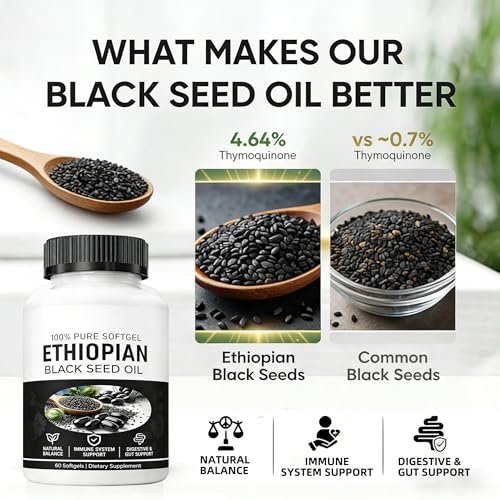 Yiishuiil Black Seed Oil, Ethiopian Black – Thymoquinone Content: 4.64% (standardized) – Image 8