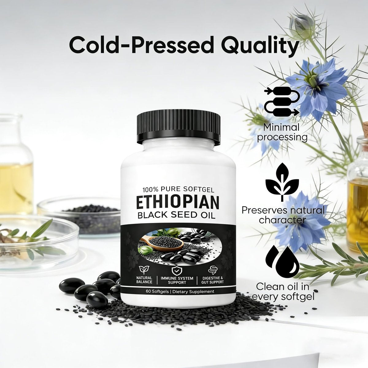 Yiishuiil Black Seed Oil, Ethiopian Black – Non-GMO: Yes – Image 11