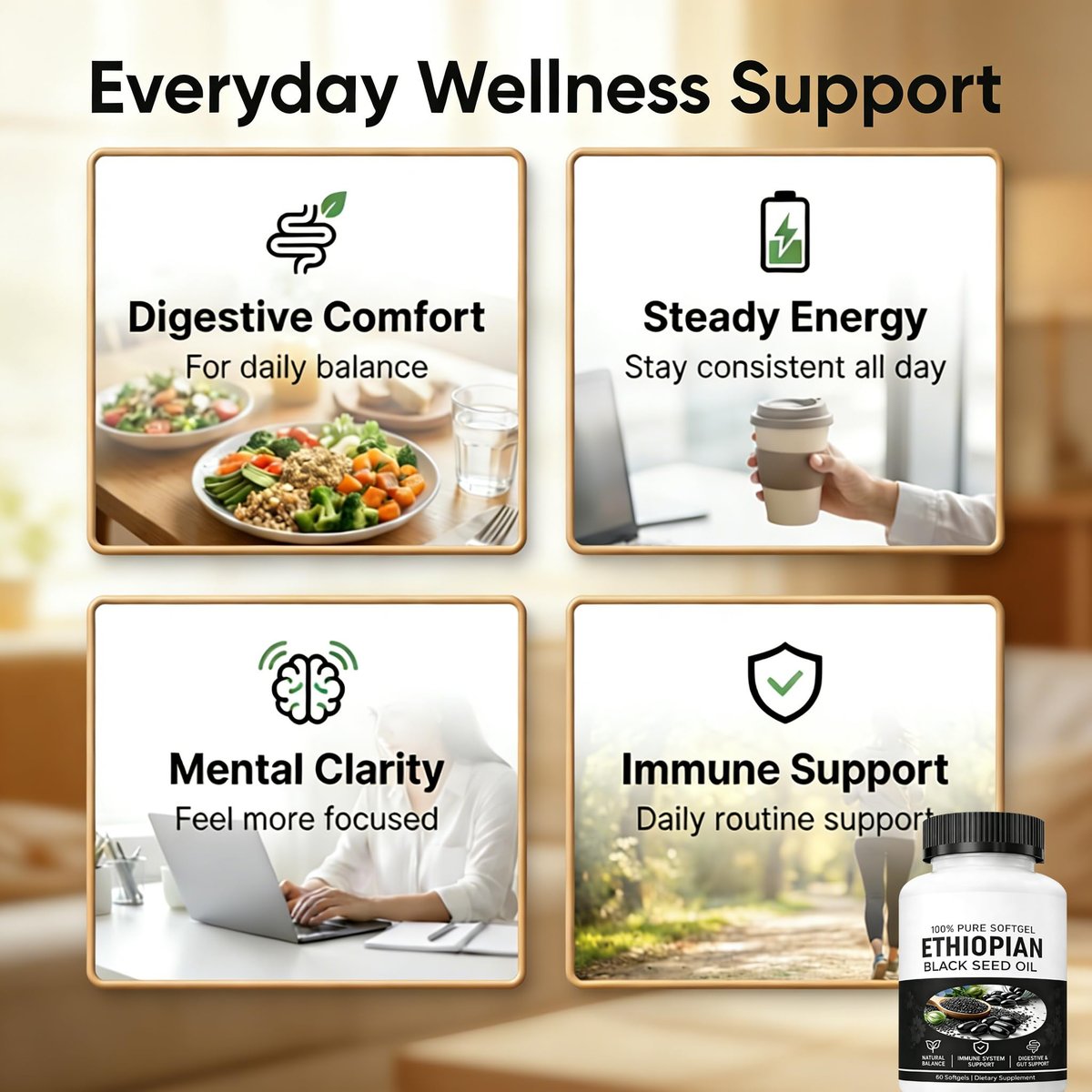 Yiishuiil Black Seed Oil, Ethiopian Black – Easy-to-Swallow Softgels: The softgel form eliminates the strong – Image 17