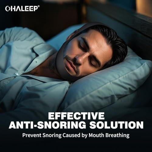 OHELEEP Anti Snore Chin Strap for CPAP Users, Snore Stopper Adjustable, Chin Strap for Sleeping Comfortable Stop Snoring Solution, Anti Snoring Devices Breathable and Reusable, Black, M - görsel 17