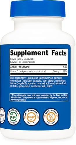 Nutricost Liposomal Vitamin C (1,500mg) 60 Capsules - High Absorption Vitamin C, Vegan, Gluten-Free, 30 Servings - görsel 9