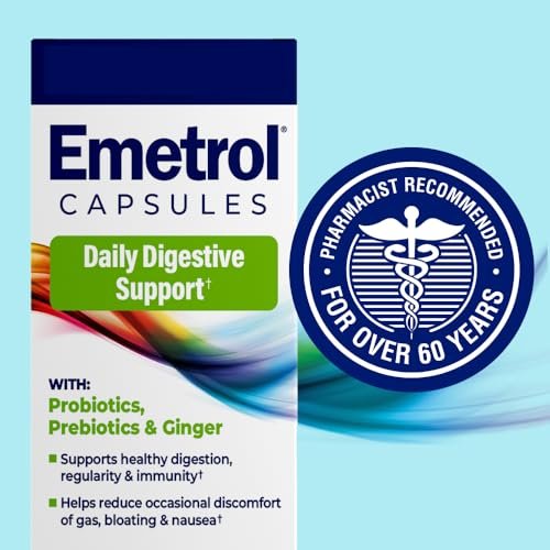 Emetrol Daily Digestive Support Capsules – Probiotic Prebiotic & Ginger Supplement for Gut Health, Bloating, Gas & Nausea Support – #1 Pharmacist Recommended Brand – 30 Capsules - görsel 11