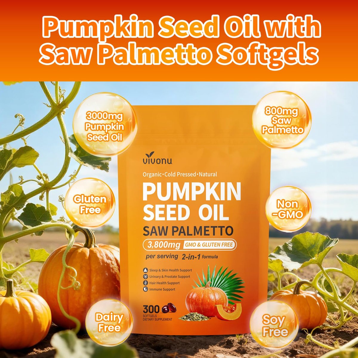 VivoNu Pumpkin Seed Oil with Saw Palmetto – Non-GMO: Made from non-genetically modified ingredients, free from – Image 5