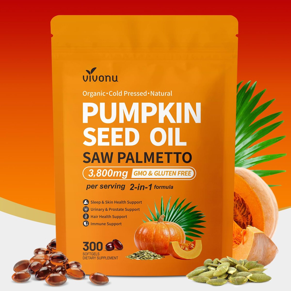 VivoNu Pumpkin Seed Oil with Saw Palmetto – Cold Pressed & Pure Virgin: Our oil is extracted without heat or – Image 2