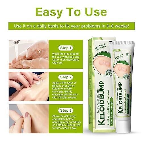 Keloid Bump Removal, Scar Treatment Cream, Silicone Acne Scar Gel, Gentle Effective Aftercare Solution for Injury & Surgery, Skin Repair for Face & Body - görsel 6