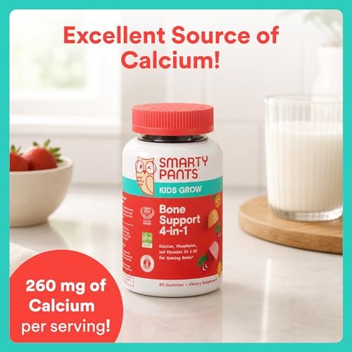 SmartyPants Kids Bone Support 4-in-1 Gummies with Calcium, Vitamin D3, K2 & Phosphorus for Growing Bones, Strawberry Mango, 60 Count (30 Day Supply) - görsel 15