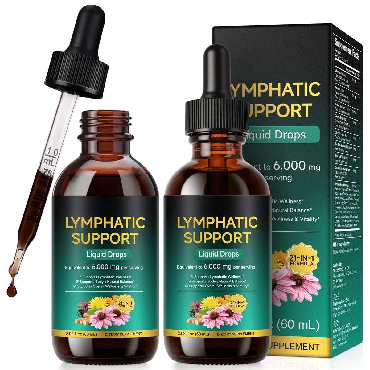 Lymphatic Drainage Drops, Support Supplement with Echinacea, Dandelion, Elderberry, Cleavers, Astragalus, Burdock & More, 2 FL OZ - Natural Lymphatic Cleanse & Immune Support - görsel 2