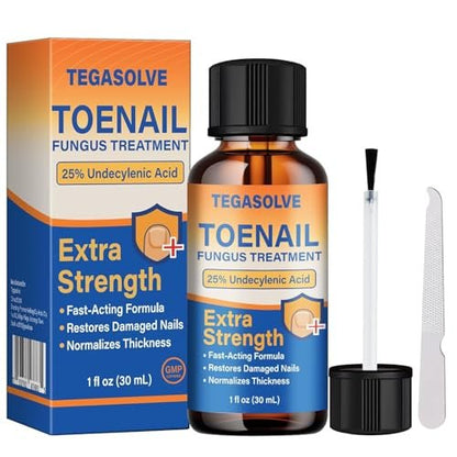 Toenail Fungus Treatment Extra Strength – 25% Undecylenic Acid Antifungal Solution for Thick, Discolored Nails – Podiatrist Recommended with Tea Tree, Aloe Vera & Soothing Botanicals (1 Pcs)
