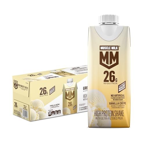 Muscle Milk High Protein Shake, Vanilla Creme, 11 fl oz Cartons (12 Pack) Ultra Filtered Milk, 26g High Quality Protein Shake, 3g Sugar, 160 Calories, No Artificial Flavors, No Artificial Sweeteners, No Added Colors - görsel 6