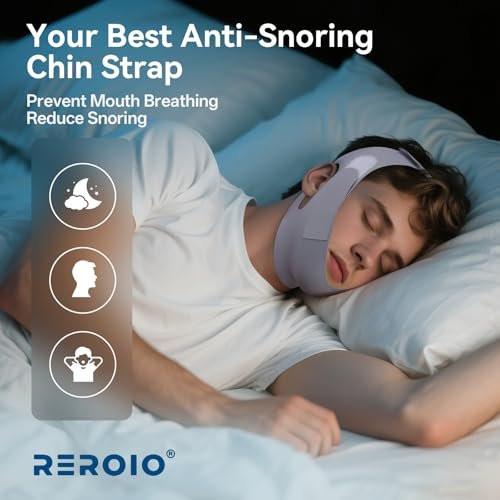 REROIO Chin Strap for Sleeping with 4-Side Adjustment, Anti Snoring Chin Strap Elasticity, Anti Snoring Devices Breathable and Durable, Comfortable Snore Stopper for Adults, Gray, M - görsel 12