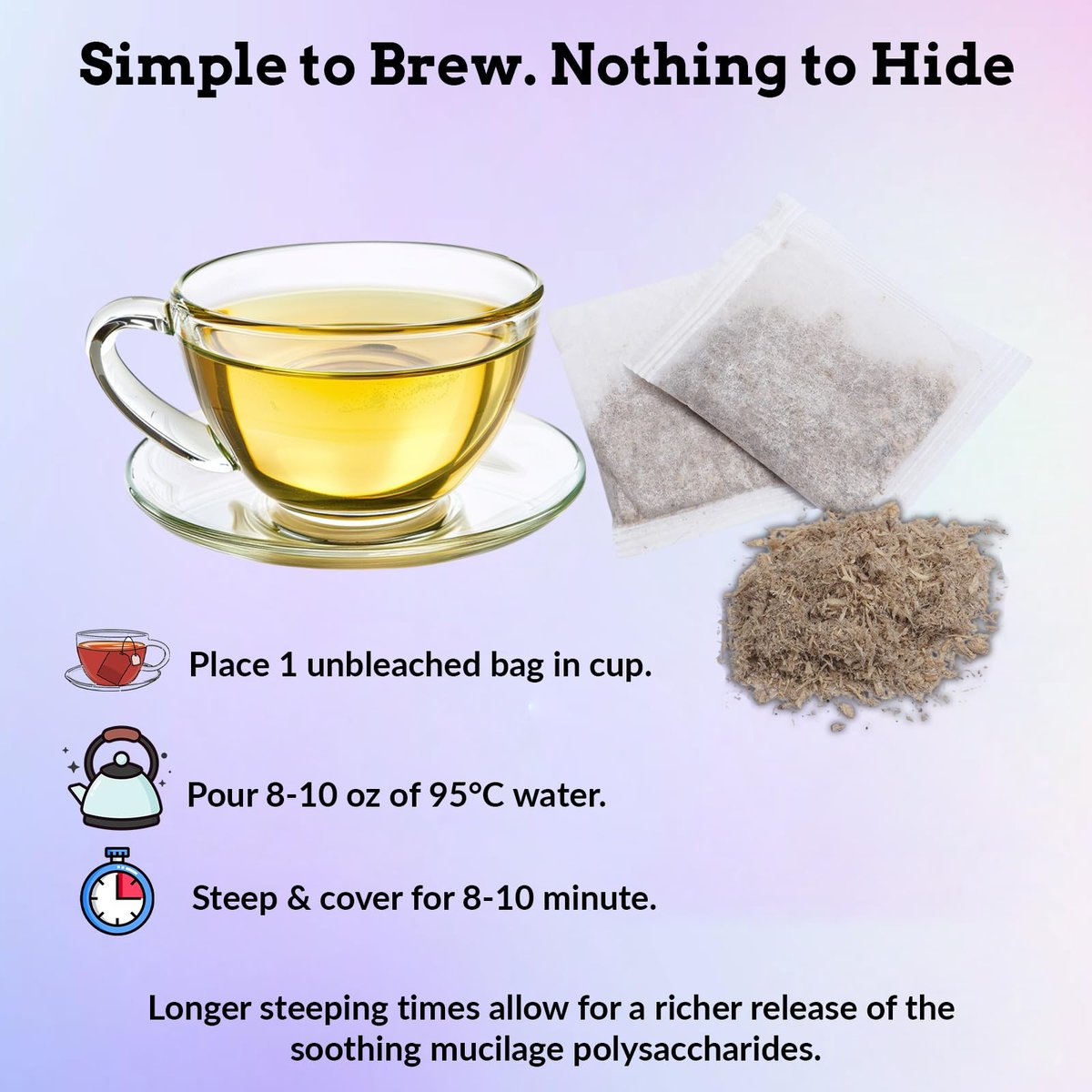 Cure Wid Pure | Organic Marshmallow Root Tea Bags 2g x 50 Count | Caffeine Free Non-GMO Marshmallow Tea in Eco-Conscious Tea Bags | Althaea Officinalis Herbal Tea Supports Throat Gut & Natural Comfort - görsel 9