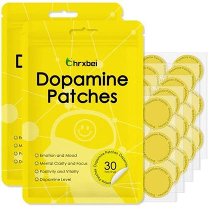 Chrxbei Dopamine Patches, Extra Strength Plant-Based Formula, Vegan Mood Balance Patch for Men and Women, 60 Count
